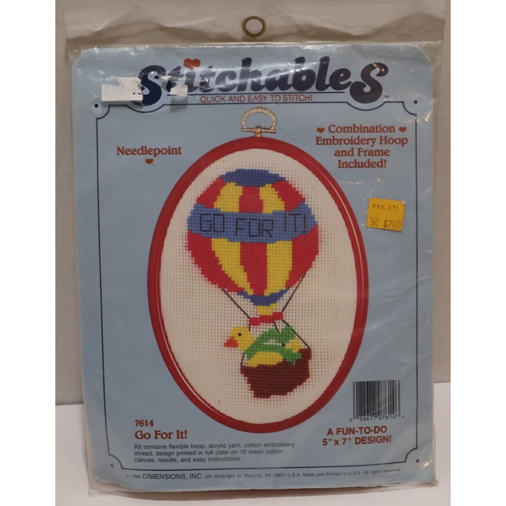 Dimensions Go For It! Needlepoint Embroidery Kit Hot Air Balloon NEW Vintage